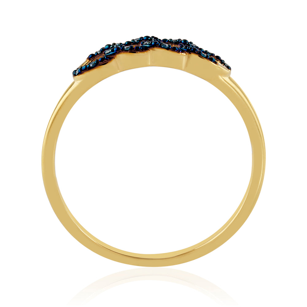 Anillo de Plata Bañada en Oro con Diamante Azul