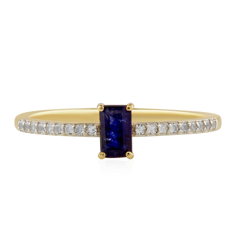 Anillo de Oro 9K con Zafiro de Tailandia y Topacio Blanco 1 