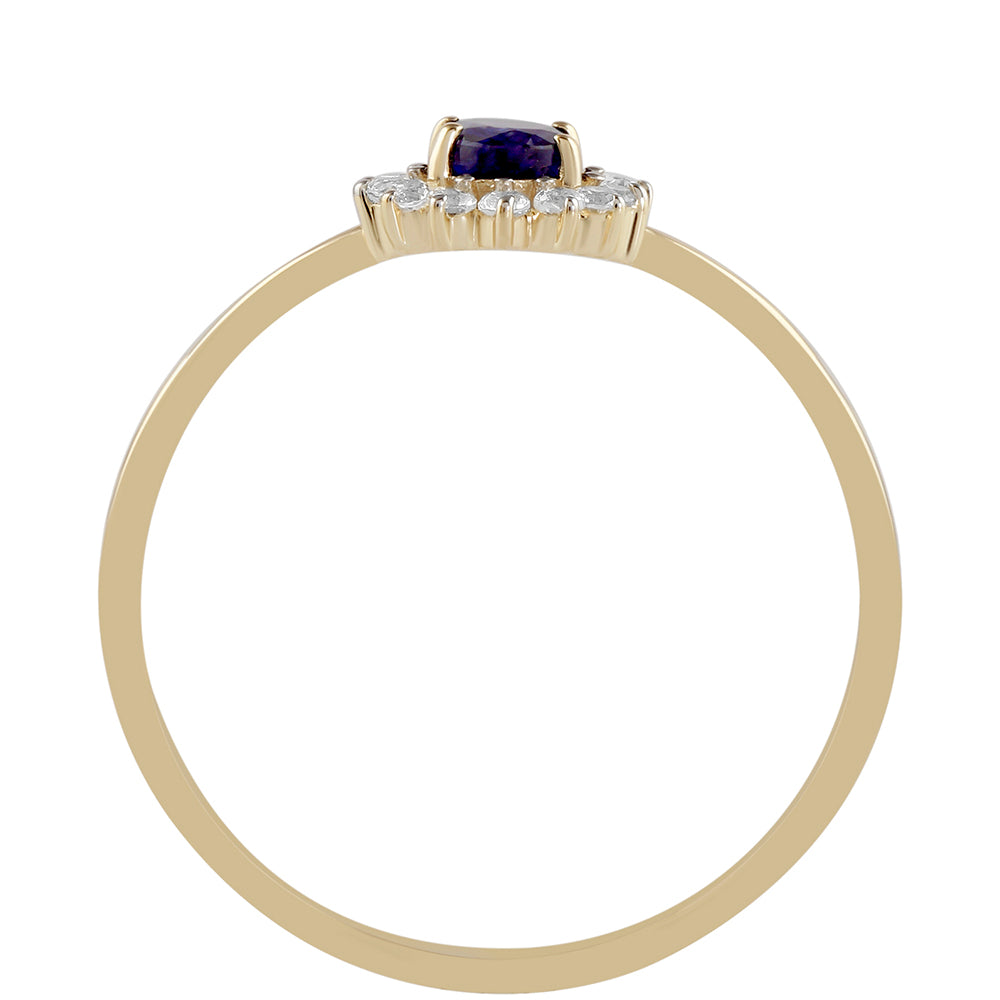 Anillo de Oro 9K con Zafiro de Tailandia y Topacio Blanco