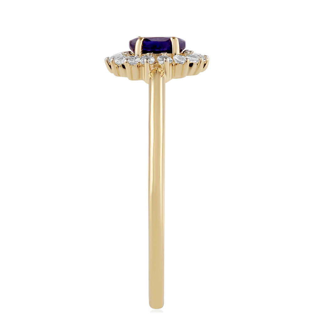Anillo de Oro 9K con Zafiro de Tailandia y Topacio Blanco