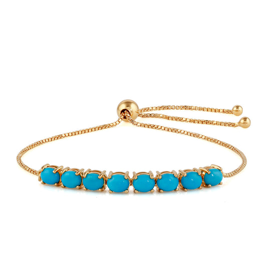 Pulsera de Plata Bañada en Oro con Turquesa Bella Durmiente