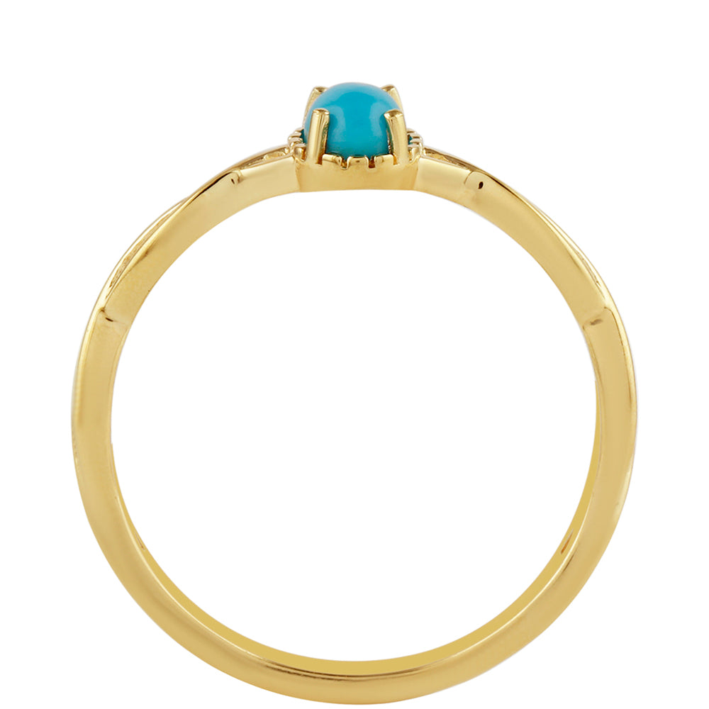 Anillo de Plata Bañada en Oro con Turquesa Bella Durmiente 3 