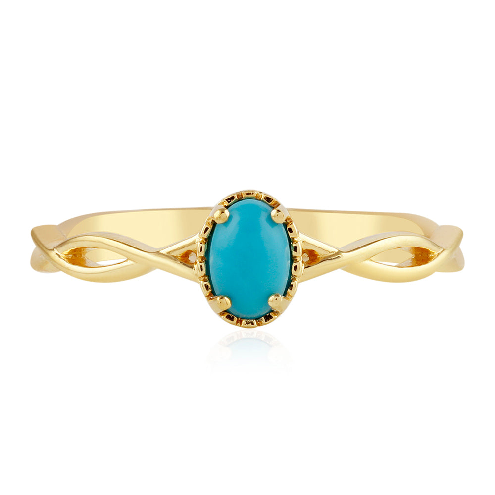Anillo de Plata Bañada en Oro con Turquesa Bella Durmiente