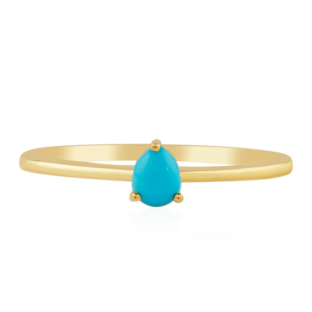 Anillo de Plata Bañada en Oro con Turquesa Bella Durmiente