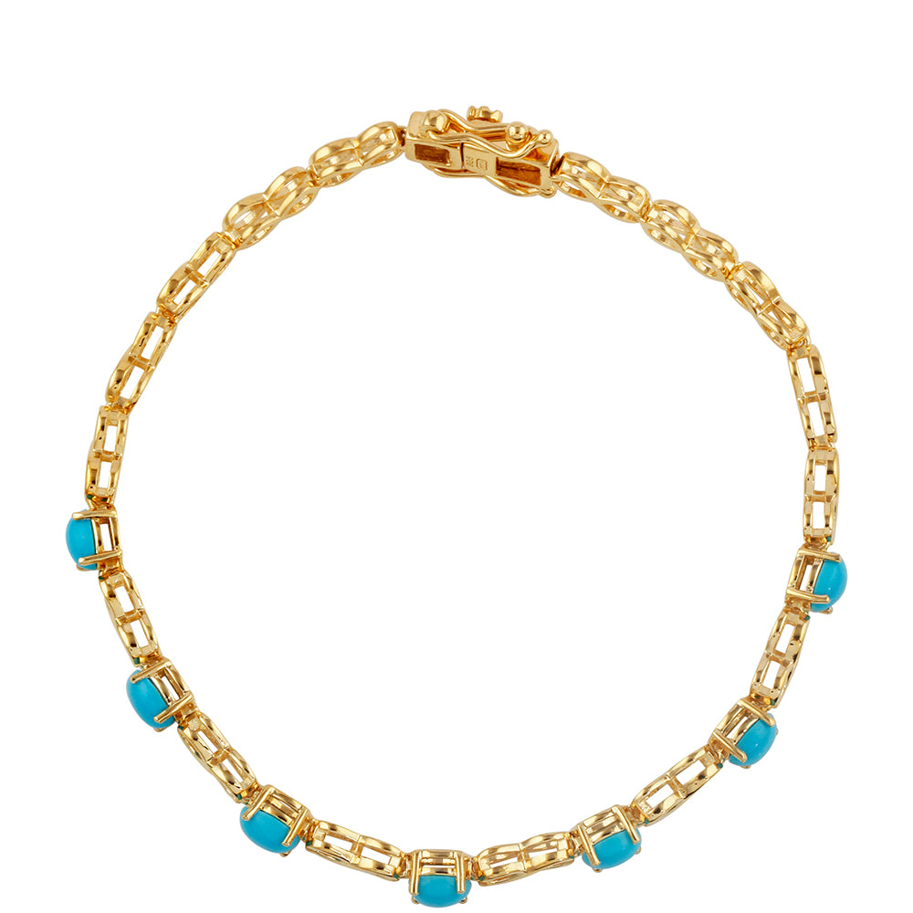 Pulsera de Plata Bañada en Oro con Turquesa Bella Durmiente 2 