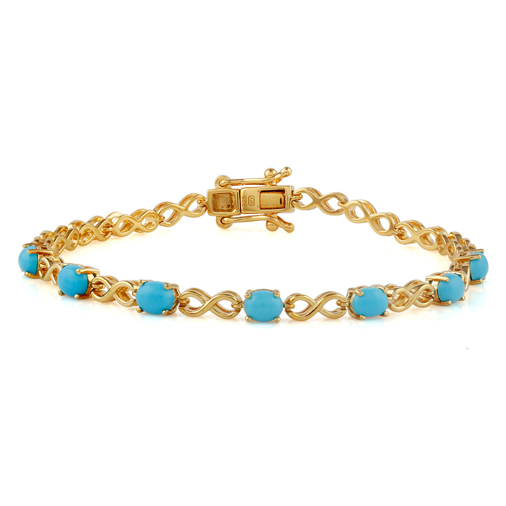 Pulsera de Plata Bañada en Oro con Turquesa Bella Durmiente