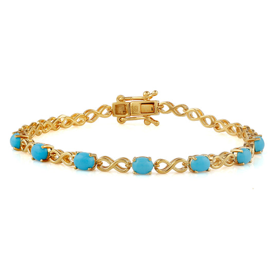 Pulsera de Plata Bañada en Oro con Turquesa Bella Durmiente
