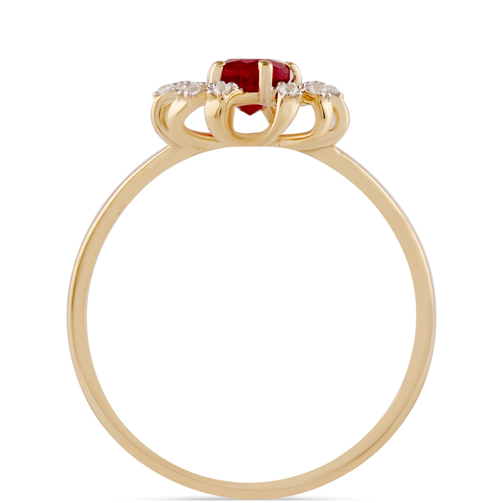 Anillo de Oro 9K con Rubí de Madagascar y Zircón Blanco 2 