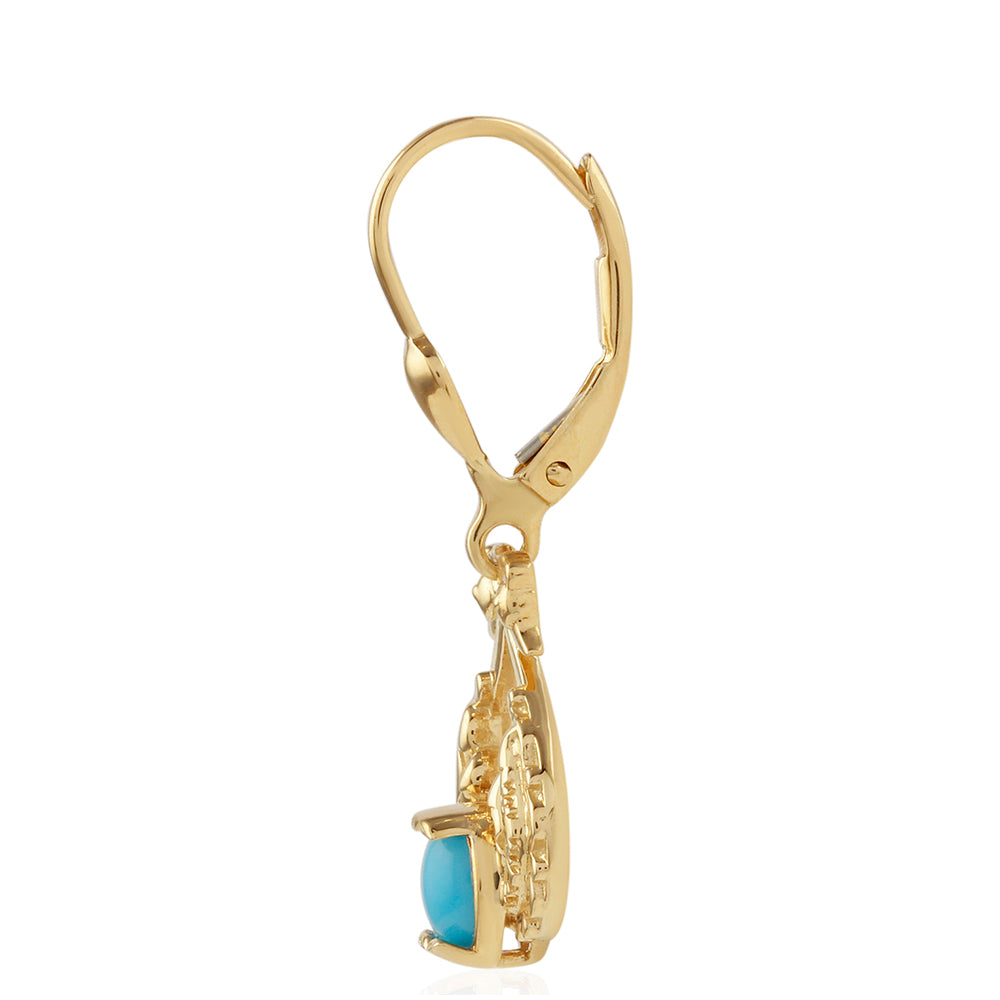 Pendientes de Plata Bañada en Oro con Turquesa Bella Durmiente