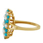 Anillo de Plata Bañada en Oro con Turquesa Bella Durmiente y Perla blanca de agua dulce