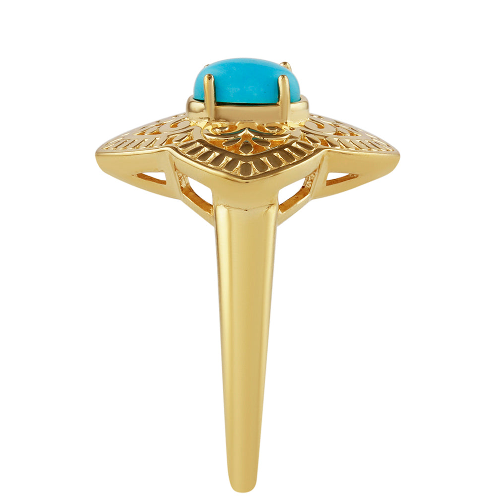 Anillo de Plata Bañada en Oro con Turquesa Bella Durmiente 3 