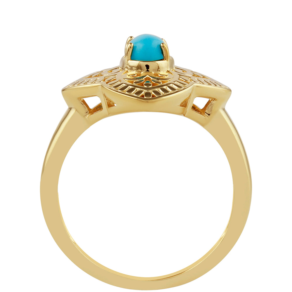 Anillo de Plata Bañada en Oro con Turquesa Bella Durmiente 4 