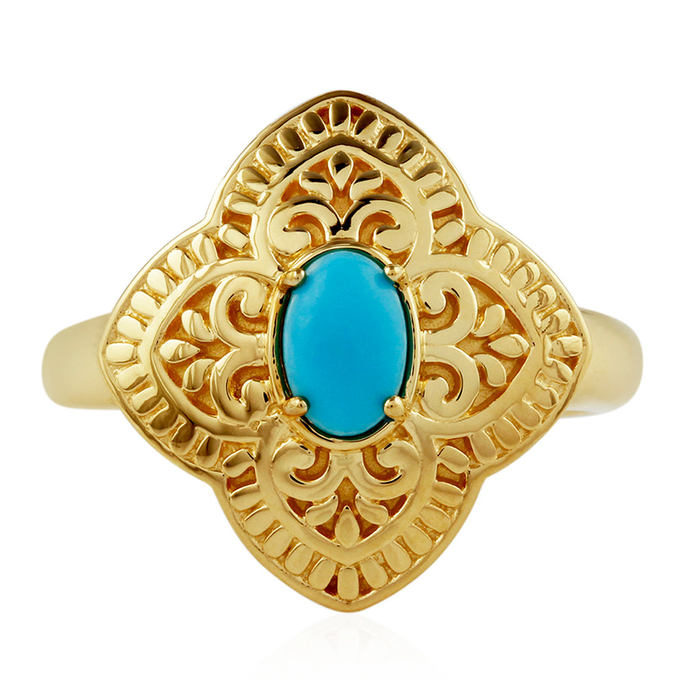 Anillo de Plata Bañada en Oro con Turquesa Bella Durmiente 1 