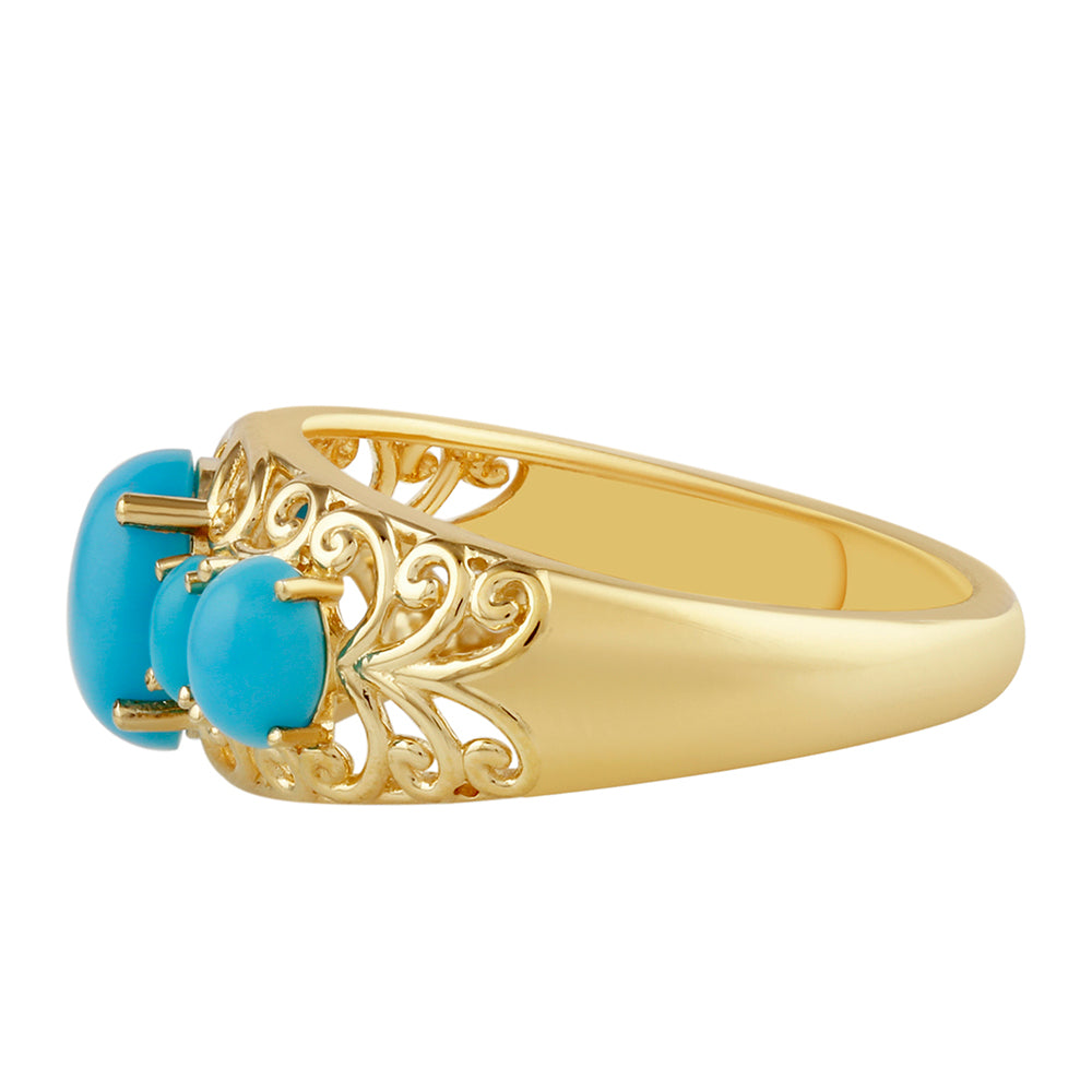 Anillo de Plata Bañada en Oro con Turquesa Bella Durmiente 2 