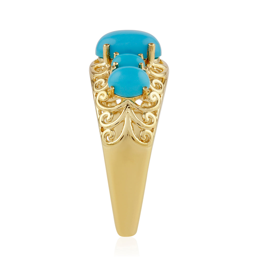 Anillo de Plata Bañada en Oro con Turquesa Bella Durmiente