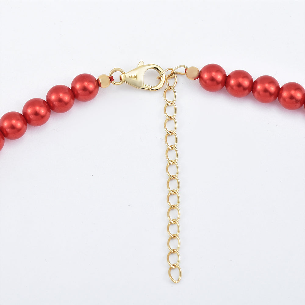 Collar de Plata Bañada en Oro con Perla roja de río 2 