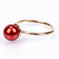 Conjunto de Plata Bañada en Oro con Perla roja de río ( Pendientes +Anillo +Colgante )
