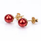 Conjunto de Plata Bañada en Oro con Perla roja de río ( Pendientes +Anillo +Colgante )