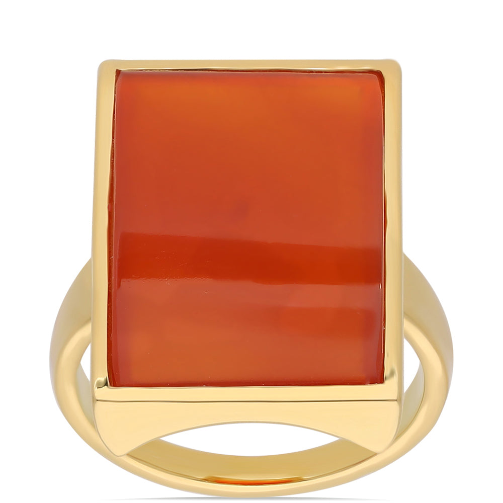 Anillo de Plata Bañada en Oro con Ónice rojo 1 