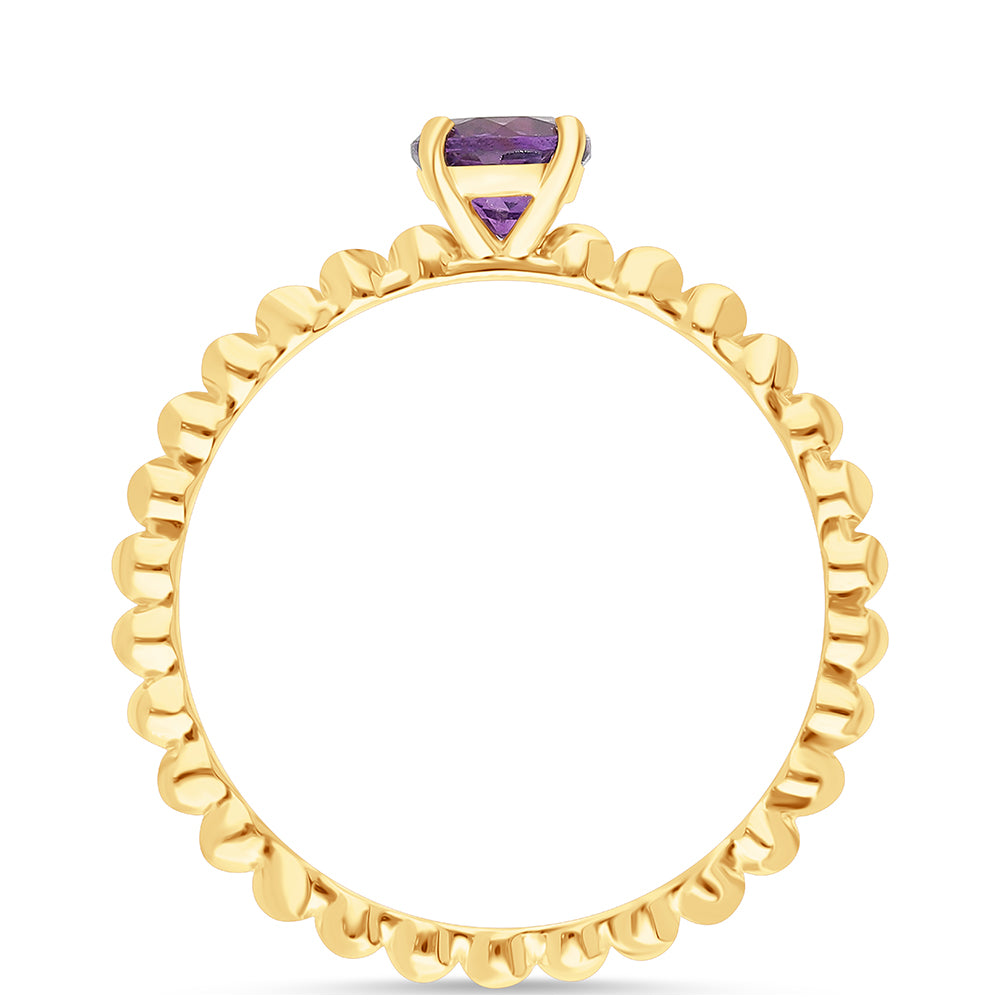 Anillo de Plata Bañada en Oro con Amatista de Marruecos 4 