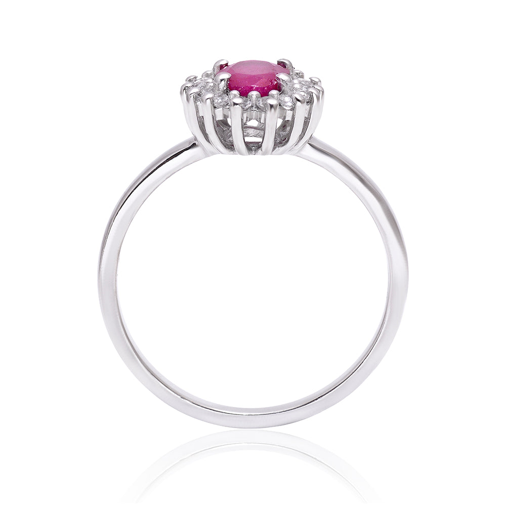 Anillo de Plata con Rubí de Madagascar y Topacio Blanco 2 