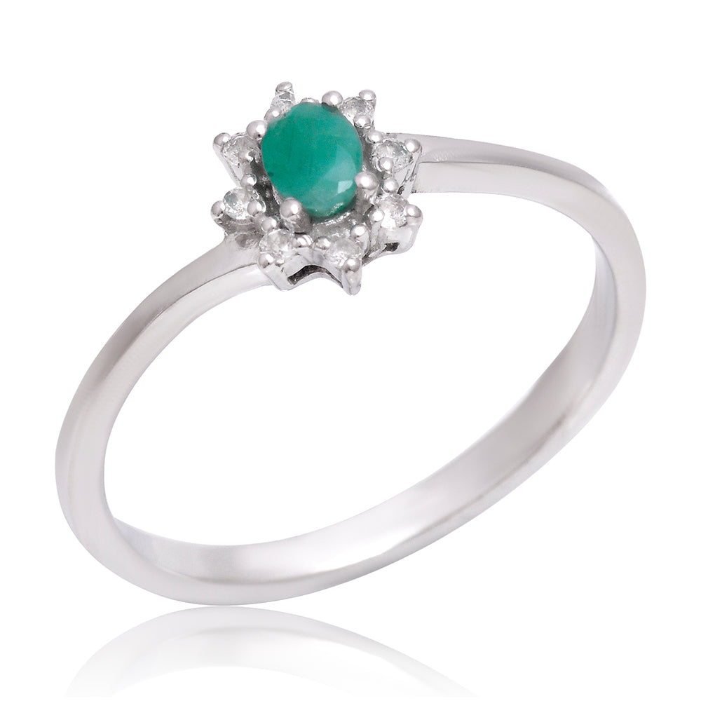 Anillo de Plata con Esmeralda de Brasil y Topacio Blanco 2 