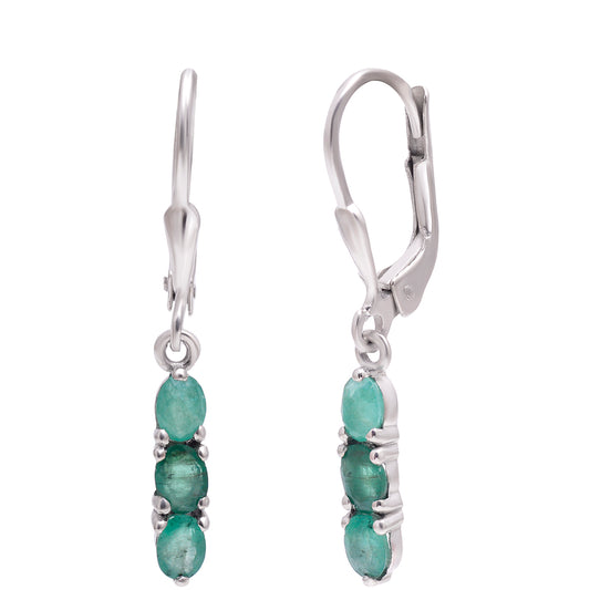 Pendientes de Plata con Esmeralda de Brasil