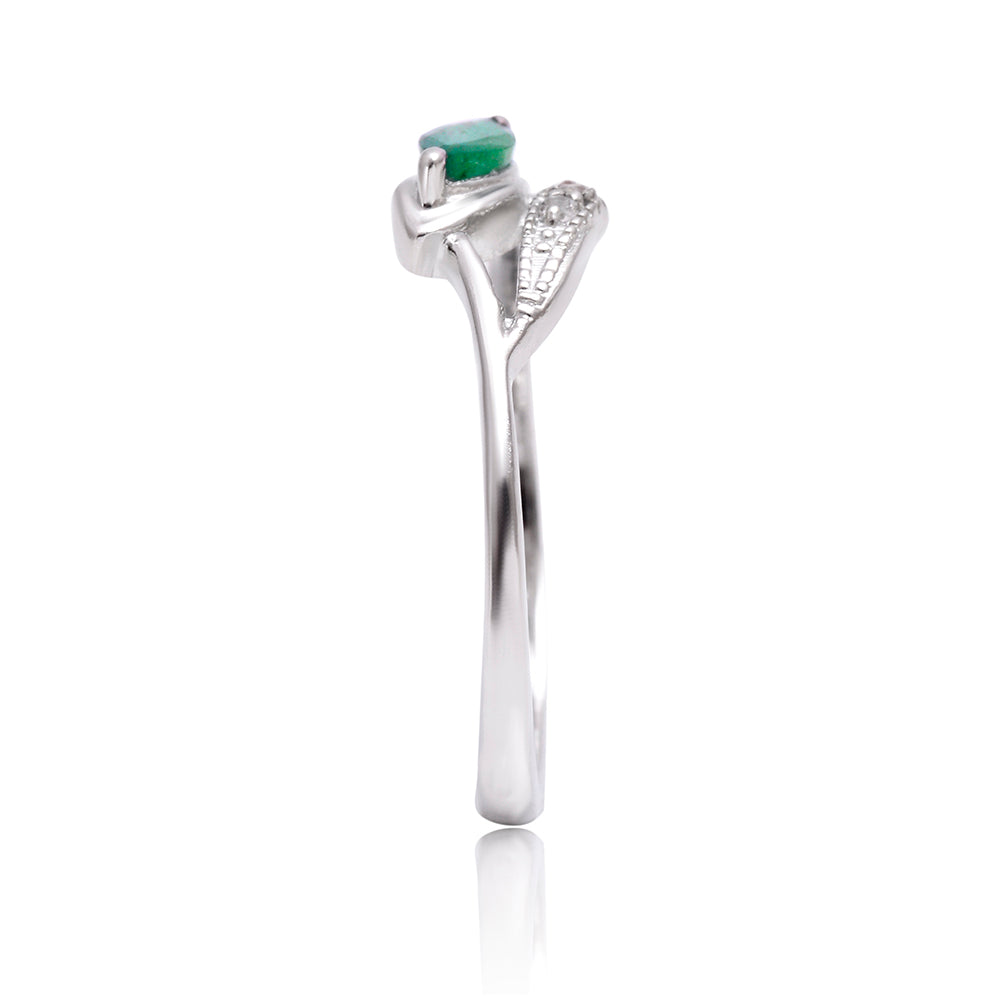 Anillo de Plata con Esmeralda de Brasil y Topacio Blanco