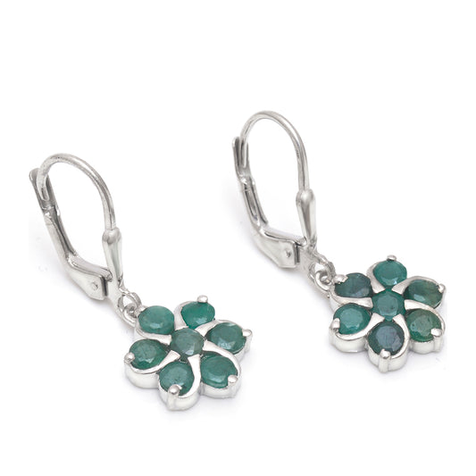 Pendientes de Plata con Esmeralda de Brasil