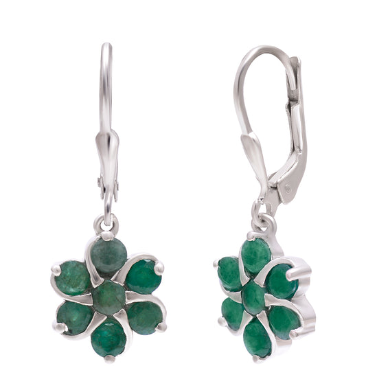 Pendientes de Plata con Esmeralda de Brasil