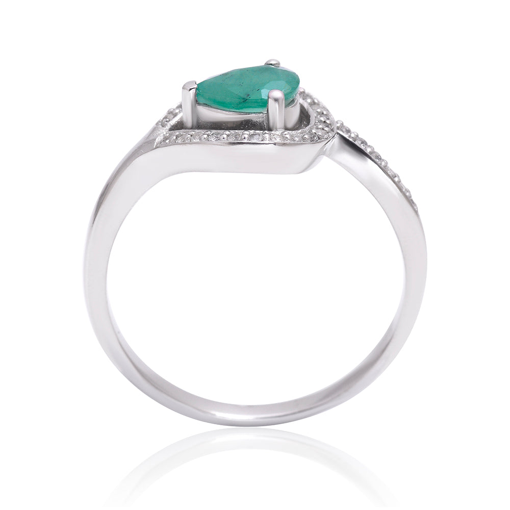 Anillo de Plata con Esmeralda de Brasil y Topacio Blanco 3 