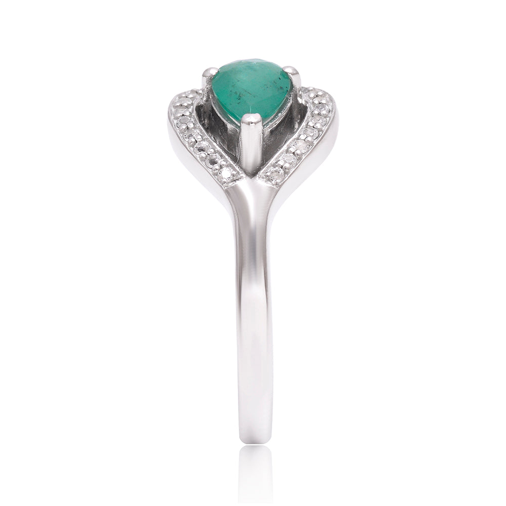 Anillo de Plata con Esmeralda de Brasil y Topacio Blanco 4 