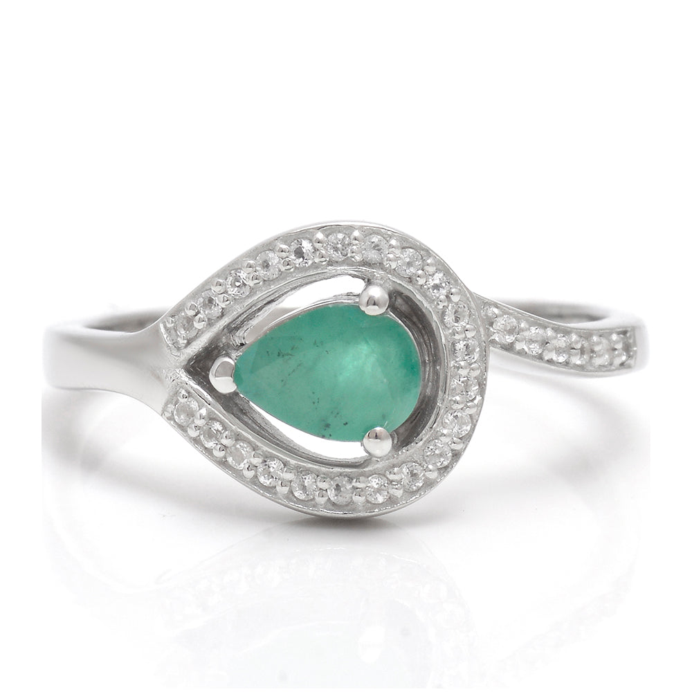 Anillo de Plata con Esmeralda de Brasil y Topacio Blanco 1 