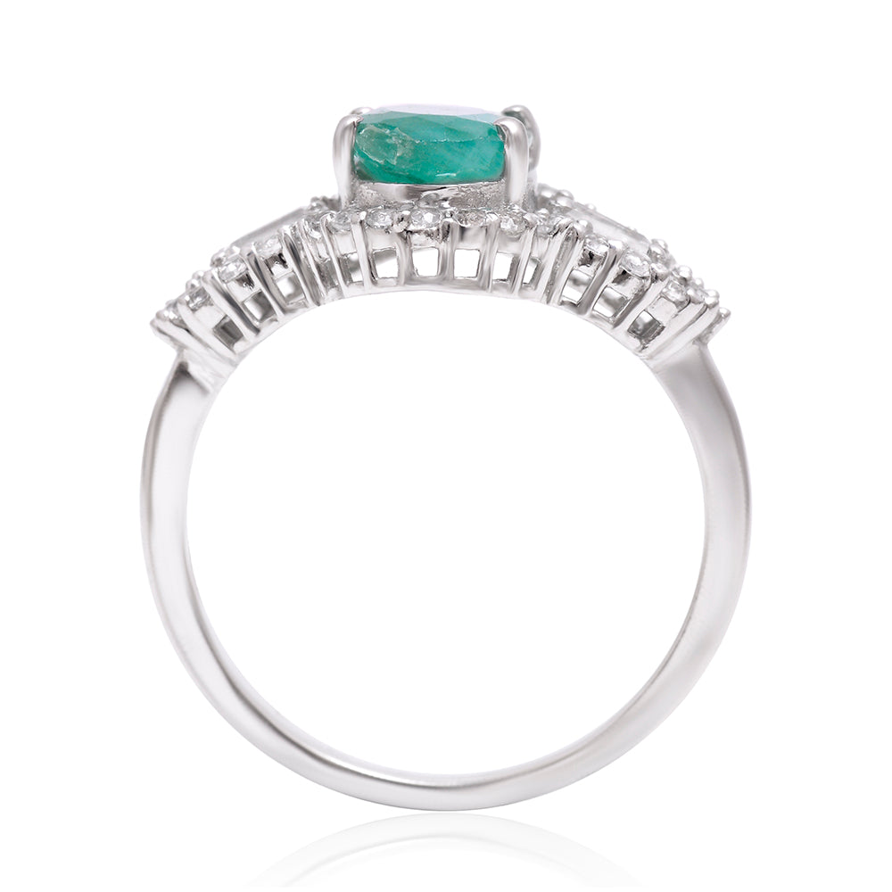 Anillo de Plata con Esmeralda de Brasil y Topacio Blanco