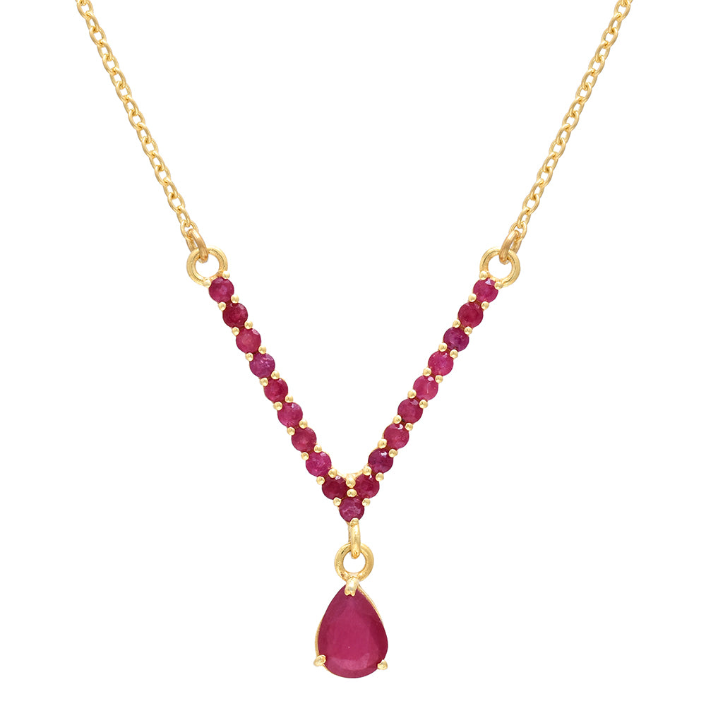 Collar de Plata Bañada en Oro con Rubí de Madagascar