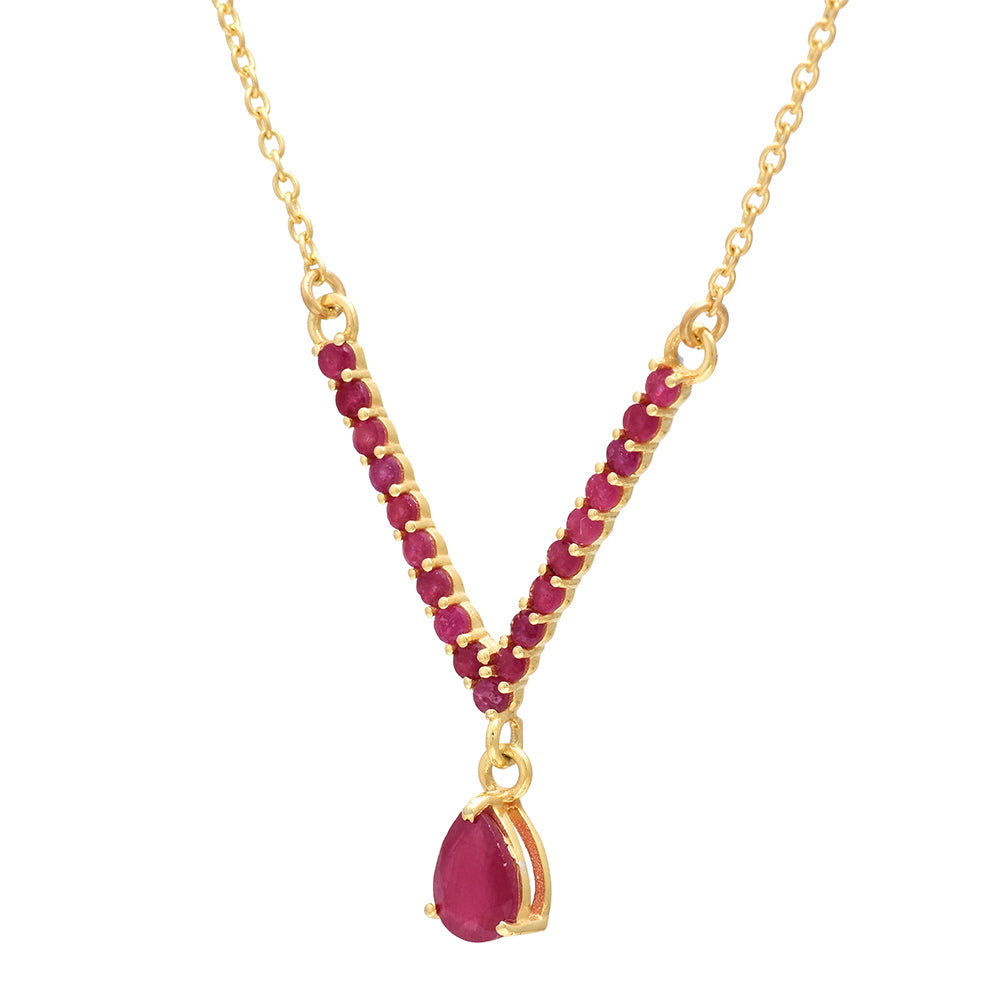 Collar de Plata Bañada en Oro con Rubí de Madagascar