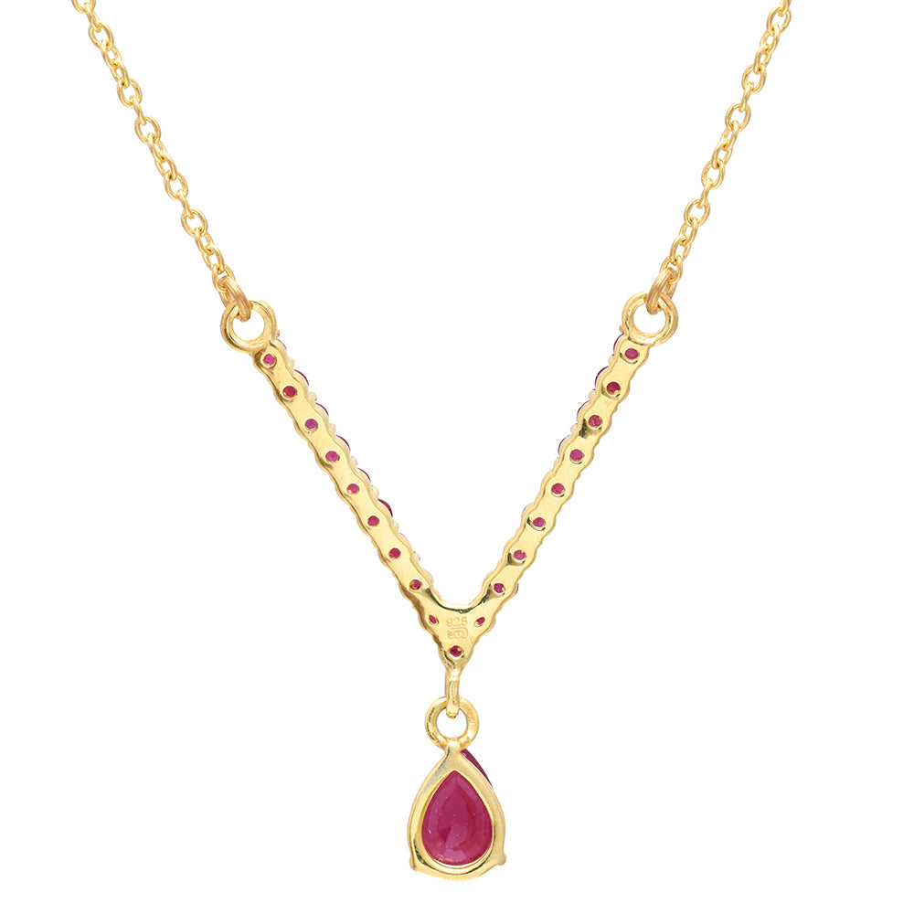 Collar de Plata Bañada en Oro con Rubí de Madagascar
