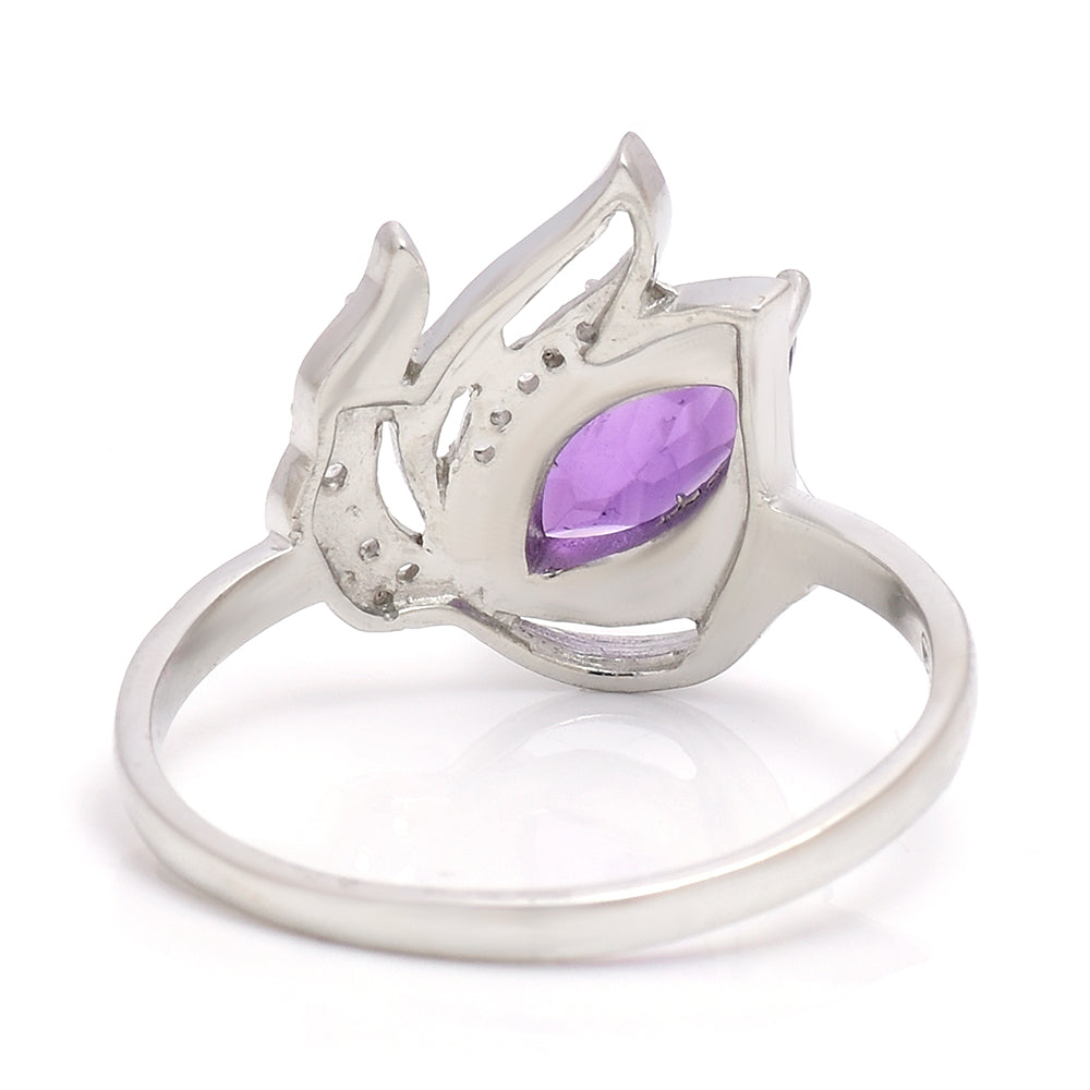 Anillo de Plata con Amatista de Marruecos y Topacio Blanco 2 