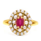 Anillo de Plata Bañada en Oro con Rubí de Madagascar y Perla blanca de agua dulce