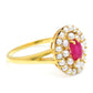 Anillo de Plata Bañada en Oro con Rubí de Madagascar y Perla blanca de agua dulce