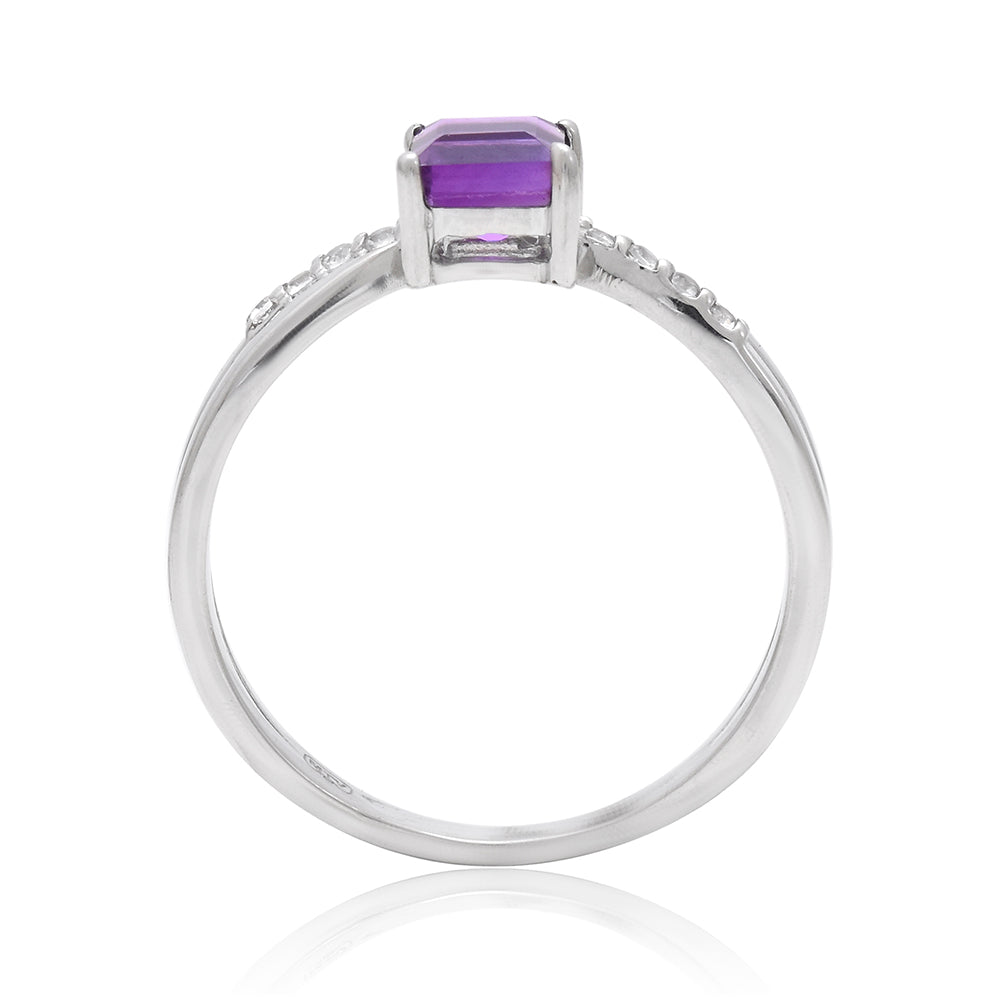 Anillo de Plata con Amatista de Marruecos y Topacio Blanco