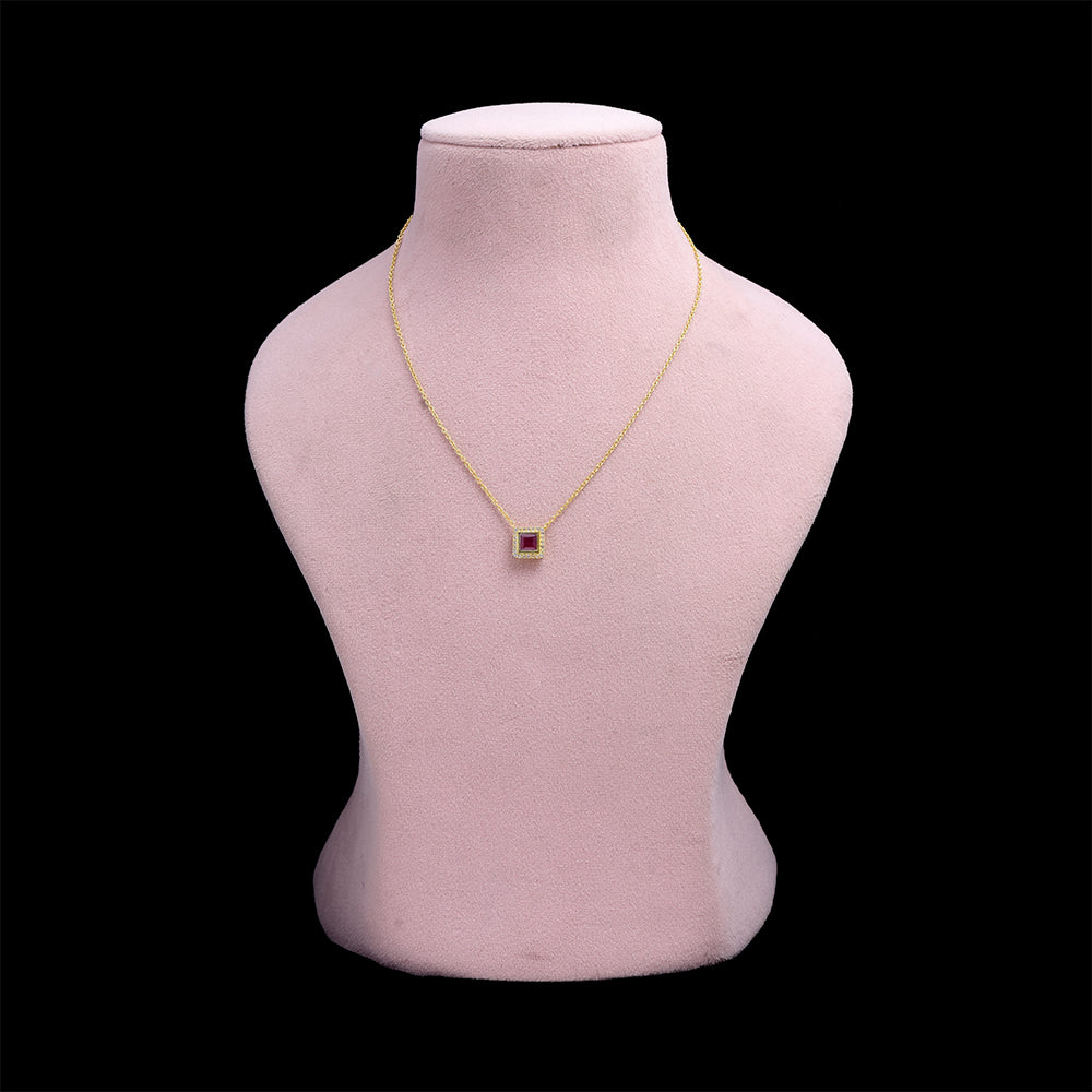 Collar de Plata Bañada en Oro con Rubí de Madagascar y Topacio Blanco 1 