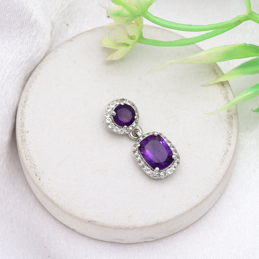 Colgante de Plata con Amatista de Marruecos y Topacio Blanco