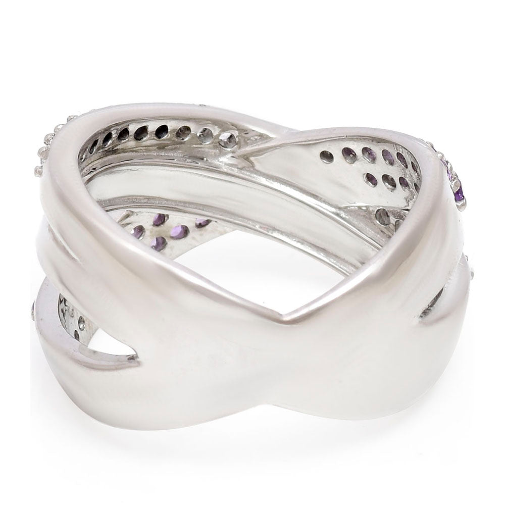 Anillo de Plata con Amatista de Marruecos y Topacio Blanco 5 
