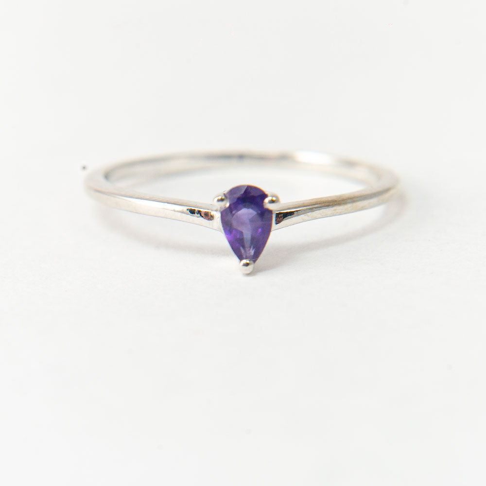 Conjunto de Plata con Amatista de Marruecos y Topacio Blanco ( Anillo ) 6 