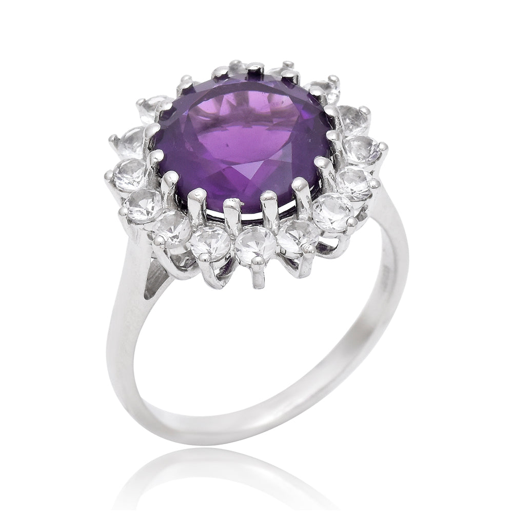 Anillo de Plata con Amatista de Marruecos y Topacio Blanco 1 