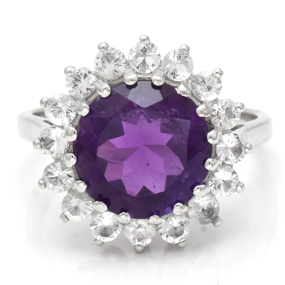Anillo de Plata con Amatista de Marruecos y Topacio Blanco 2 