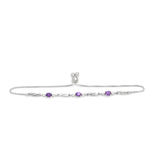 Pulsera de Plata con Amatista de Marruecos y Topacio Blanco