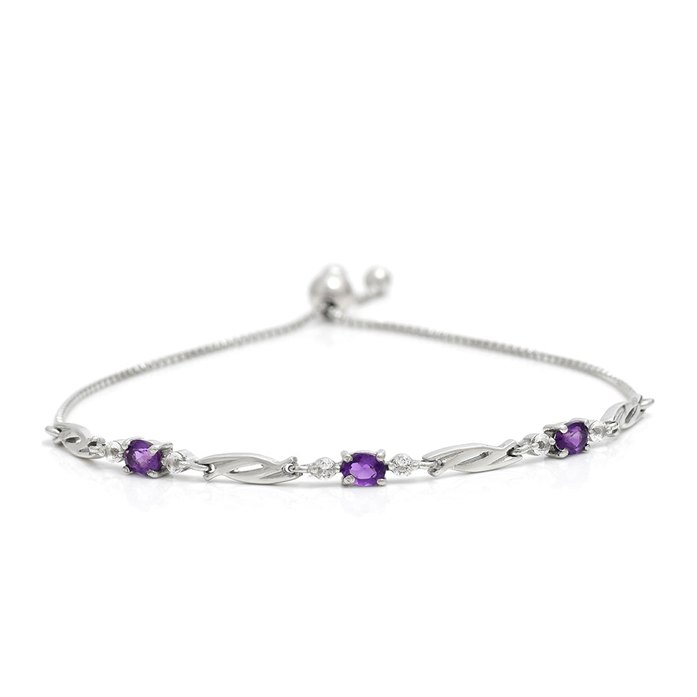 Pulsera de Plata con Amatista de Marruecos y Topacio Blanco