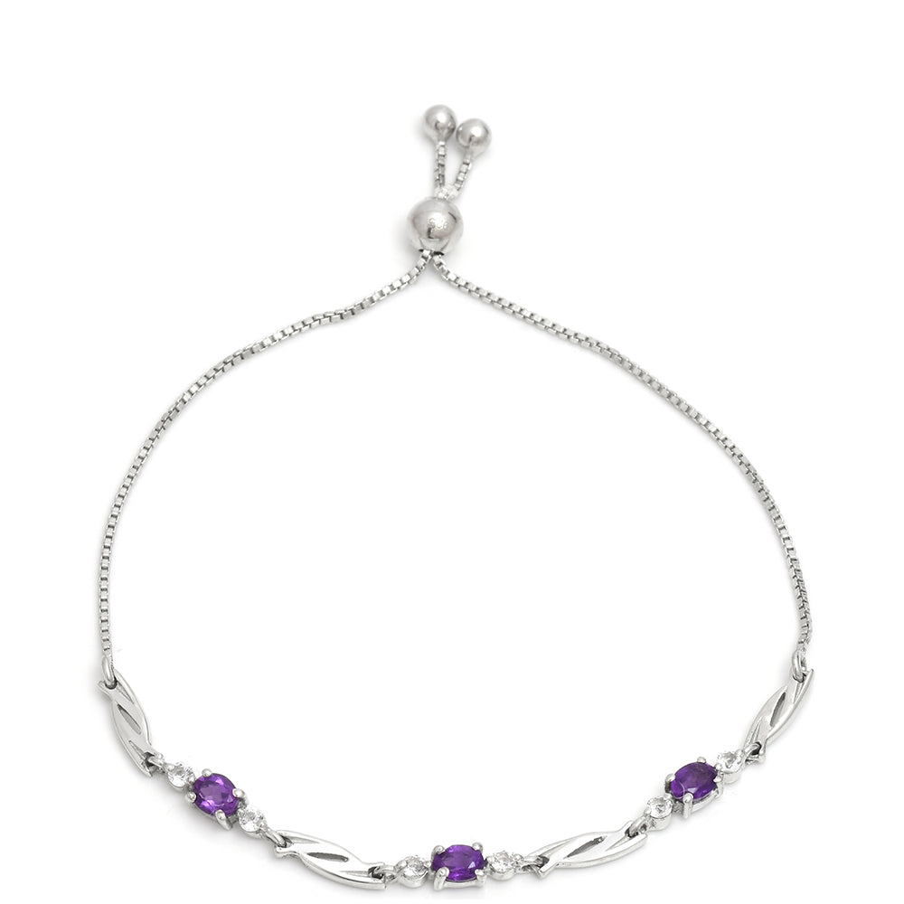 Pulsera de Plata con Amatista de Marruecos y Topacio Blanco